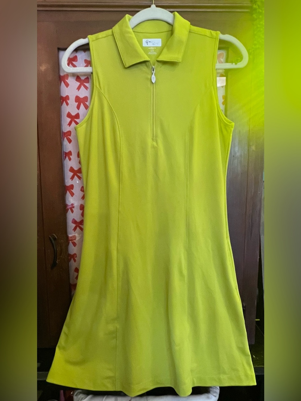 Greg Norman Collection Lime Green Zip Polo Golf Dress Size Small